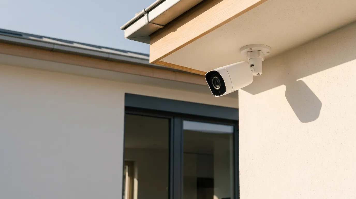 Kamera monitoringu na elewacji domu jednorodzinnego